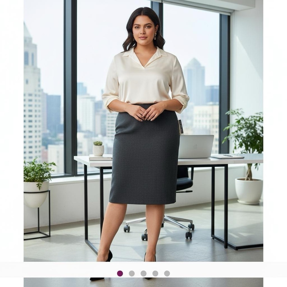 Jones New York NWT wool blend career skirt in platinum alloy, Heather size 16￼